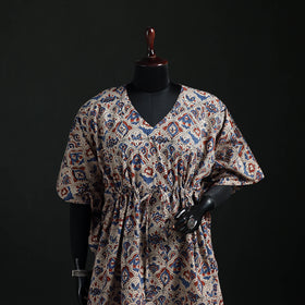 Ajrakh Hand Block Print Natural Dyed Cotton Kaftan (Short) 70