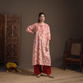 Gota Work Floral Sanganeri Block Print Cotton Straight Long Kurta for Women 01