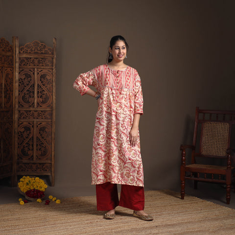 Gota Work Floral Sanganeri Block Print Cotton Straight Long Kurta for Women 01