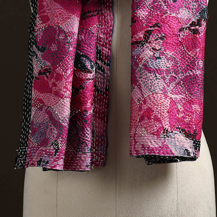 Reversible Silk Bengal Hand Kantha Stitch Stole 188