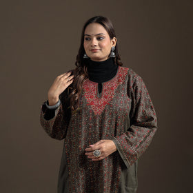 Kashmiri Heavy Sozni Hand Embroidered Handwoven Merino Wool Pheran 23