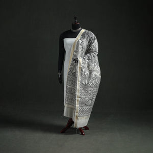 Handloom Chanderi Silk Handpainted Madhubani Dupatta with Zari Border 52
