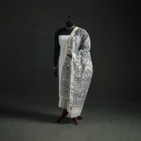 Handloom Chanderi Silk Handpainted Madhubani Dupatta with Zari Border 52