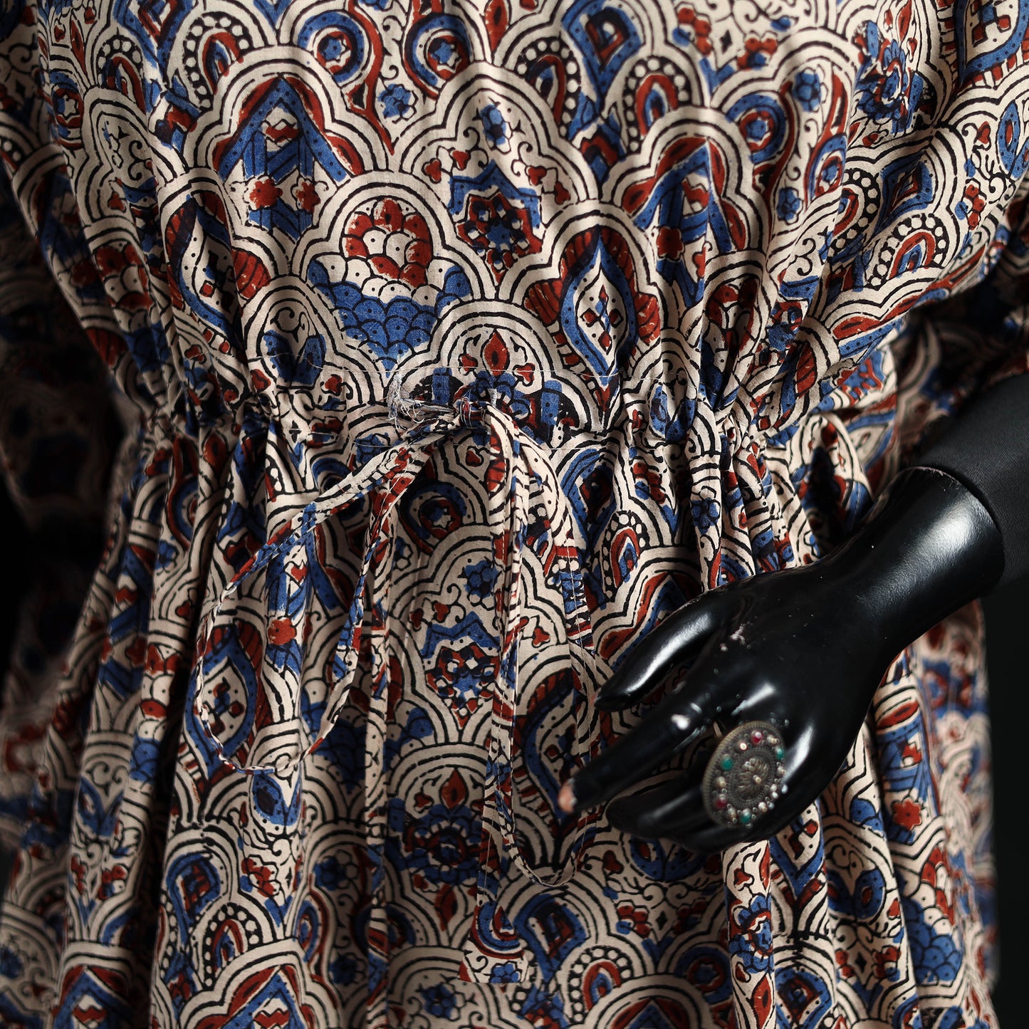 Ajrakh Hand Block Print Natural Dyed Cotton Kaftan (Short) 70