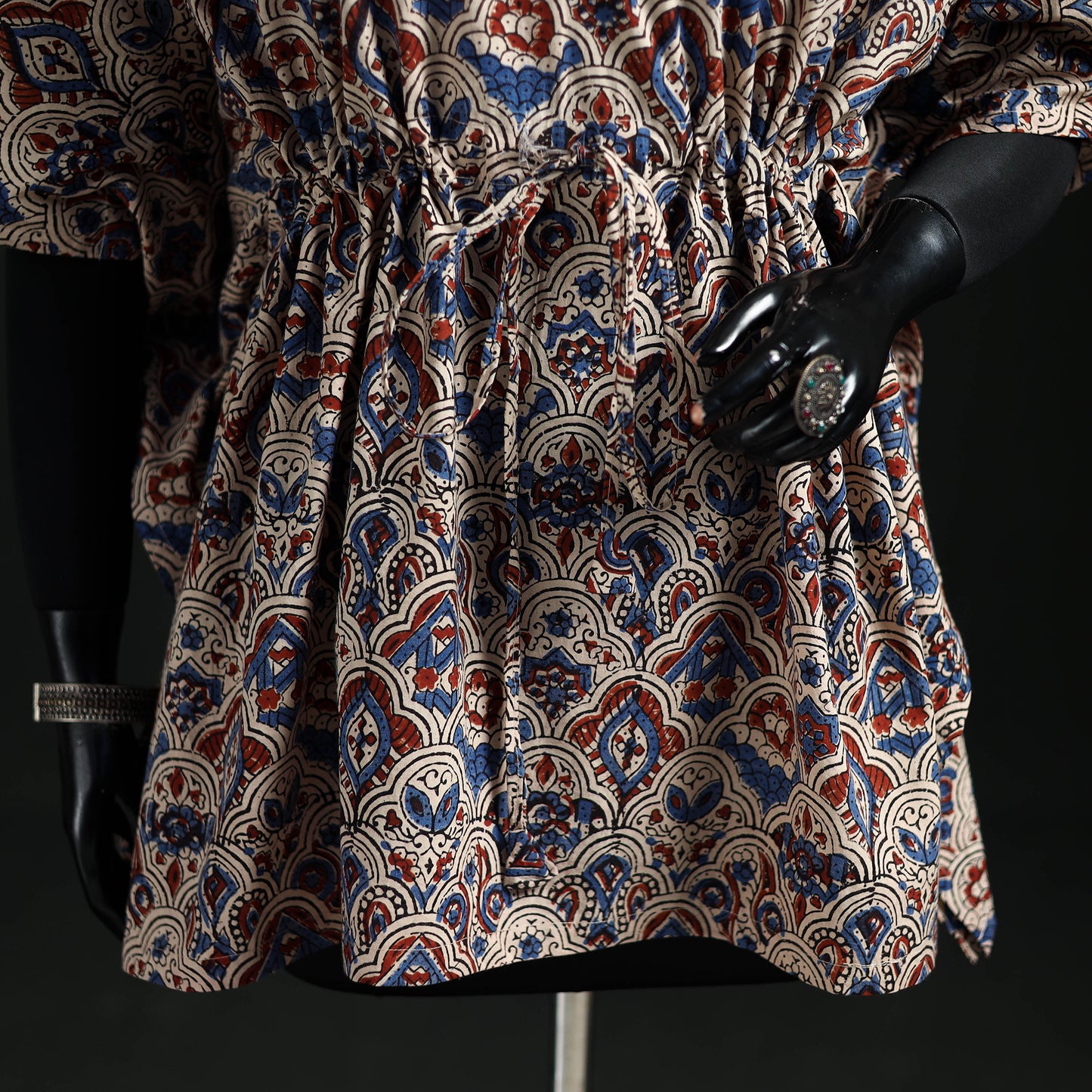 Ajrakh Hand Block Print Natural Dyed Cotton Kaftan (Short) 70
