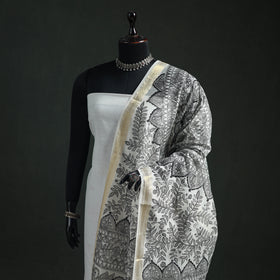 Handloom Chanderi Silk Handpainted Madhubani Dupatta with Zari Border 52