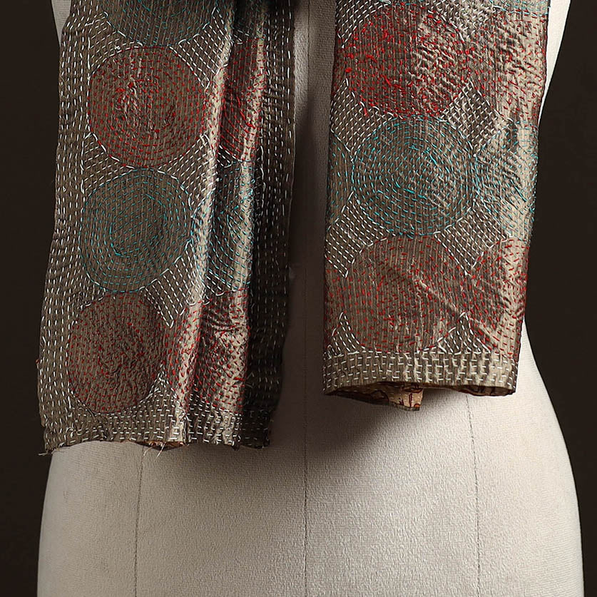 Reversible Silk Bengal Hand Kantha Stitch Stole 190