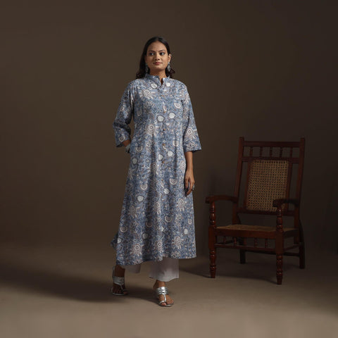 Hand Block Print Cotton A-Line Sanganeri Kurta for women 05