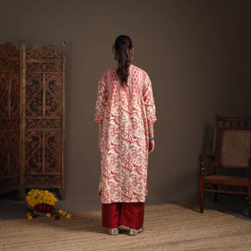 Gota Work Floral Sanganeri Block Print Cotton Straight Long Kurta for Women 01
