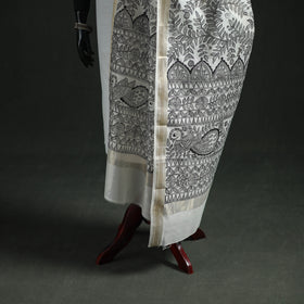 Handloom Chanderi Silk Handpainted Madhubani Dupatta with Zari Border 52