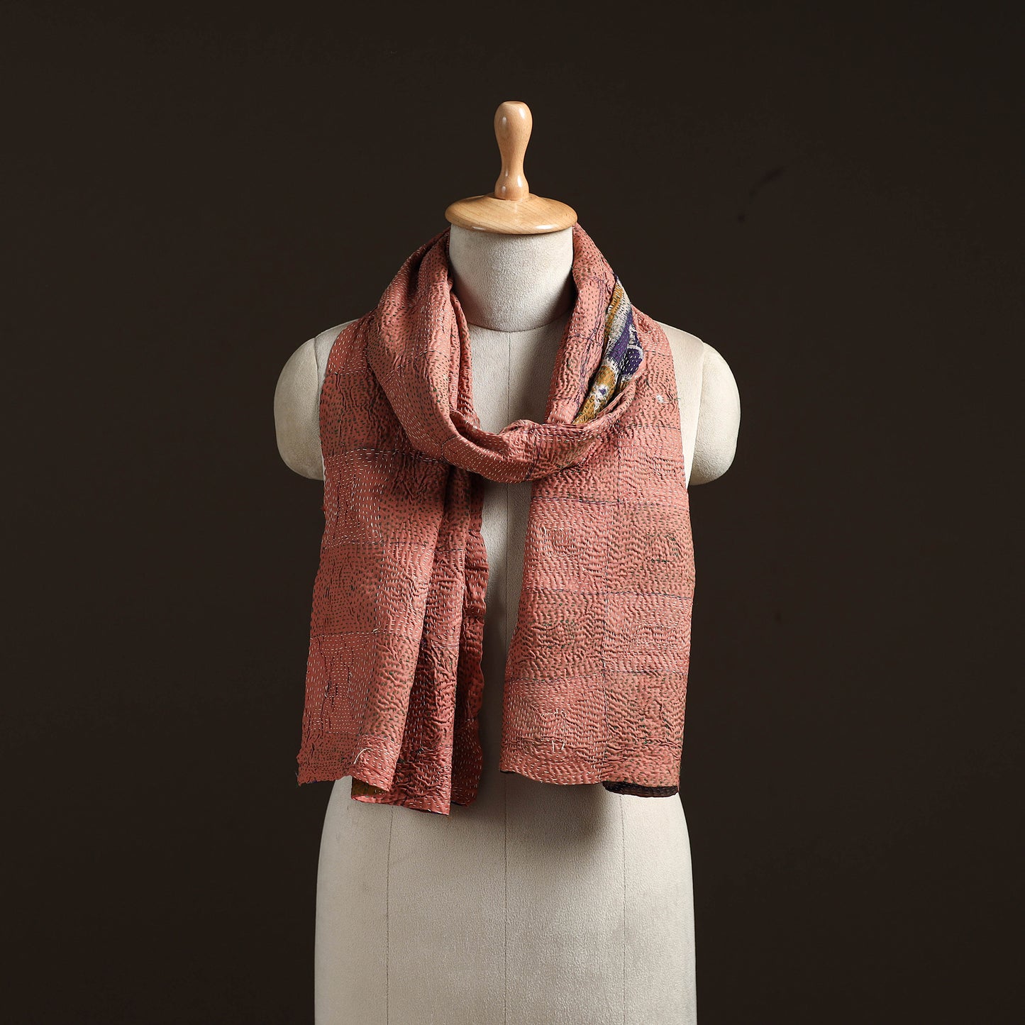 Reversible Silk Bengal Hand Kantha Stitch Stole 192