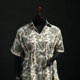Ajrakh Hand Block Print Natural Dyed Cotton Kaftan (Short) 71