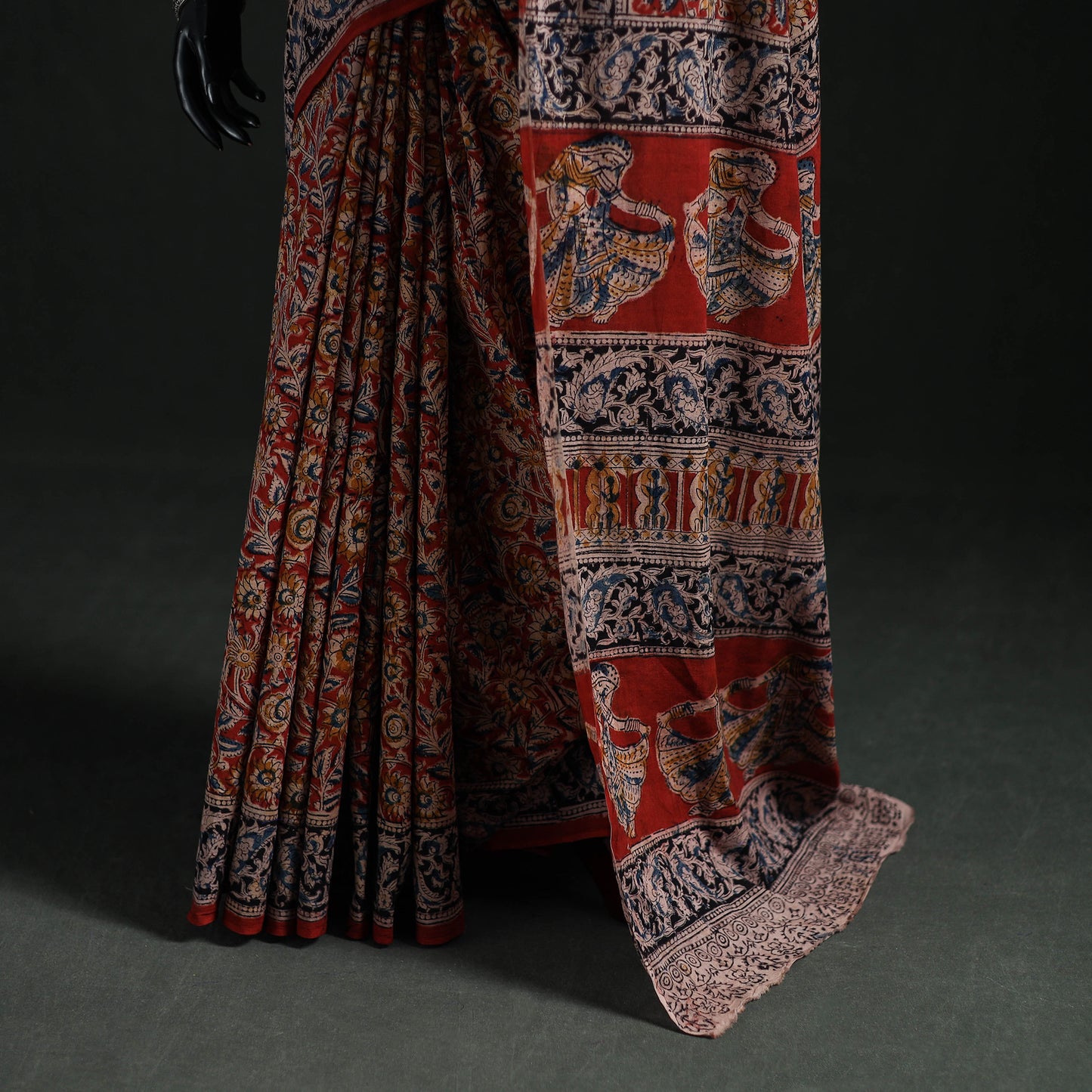 Pedana Hand Block Print Natural Dyed Cotton Kalamkari Saree 50