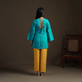 Green - Cotton Short Jacquard Kurta for Women 14