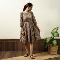 Buy Kalamkari Block Printed Cotton Flared Gher Short Dress 09 Online at iTokri.com