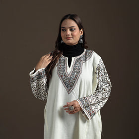 Kashmiri Heavy Sozni Hand Embroidered Handwoven Merino Wool Pheran 24
