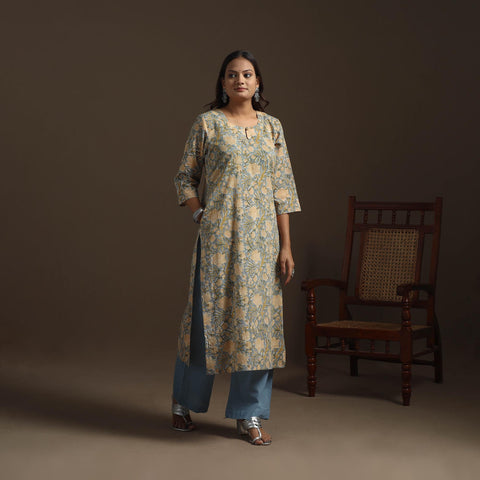 Hand Block Print Cotton Straight Sanganeri Kurta for women 08