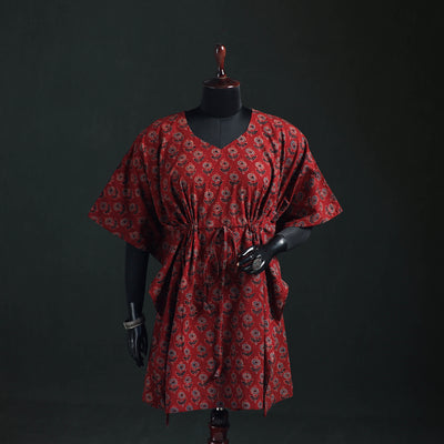 Ajrakh Hand Block Print Natural Dyed Cotton Kaftan (Medium) 72