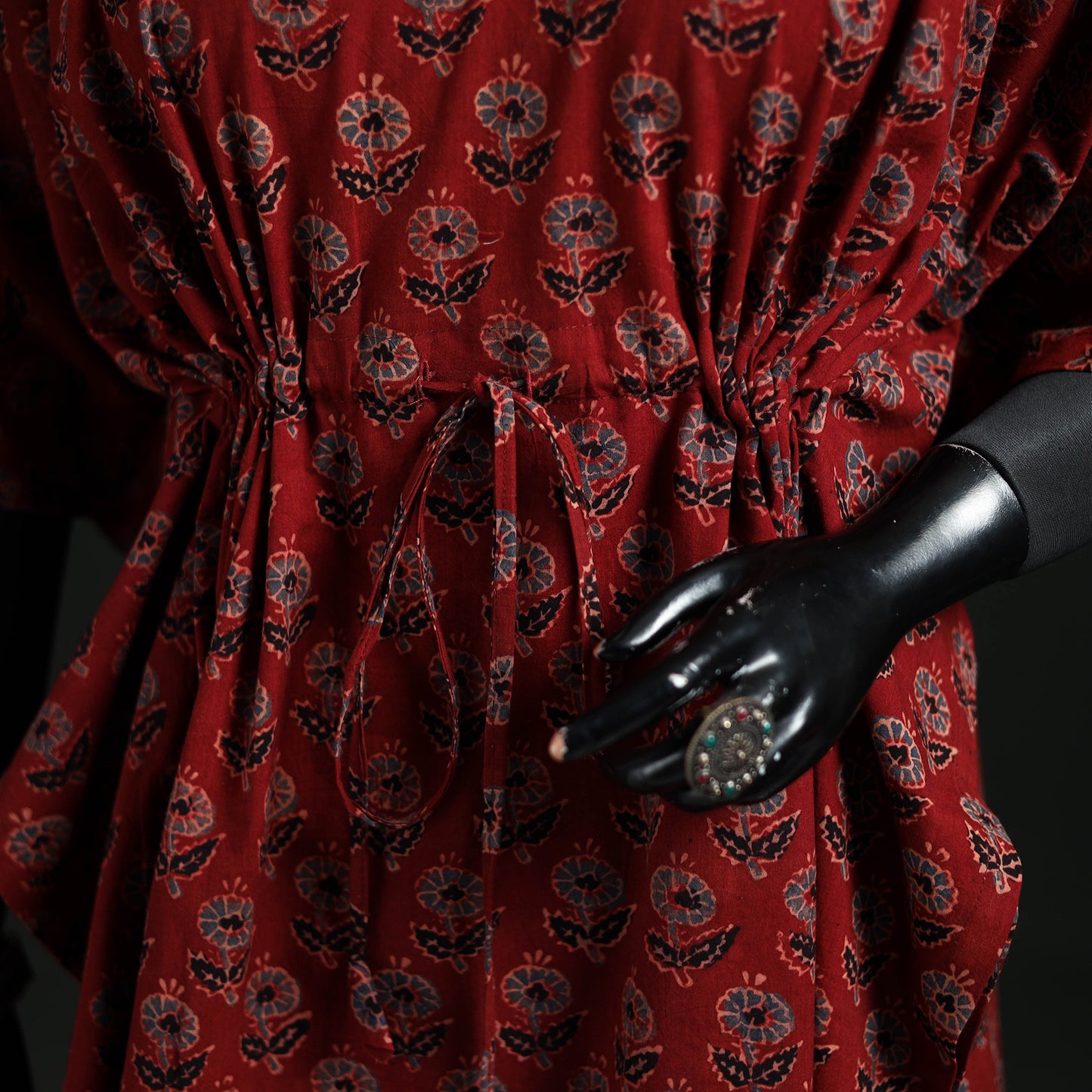 Ajrakh Hand Block Print Natural Dyed Cotton Kaftan (Medium) 72