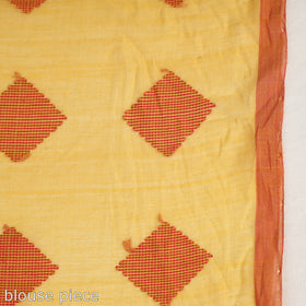  Yellow Base Silk Cotton Saree with Red Buti on Pallu & Red Stripes on Body Online l iTokri.com 