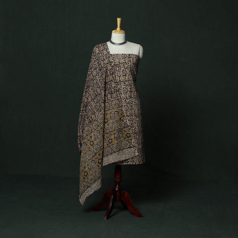 Natural Dyed Block Print Cotton Pedana Kalamkari 2pc Unstitched Dress Material 48
