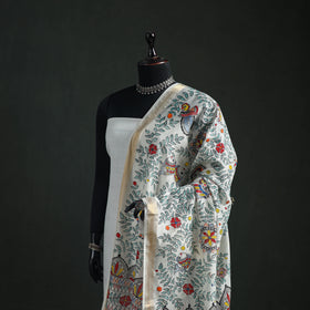 Handloom Chanderi Silk Handpainted Madhubani Dupatta with Zari Border 55