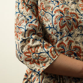 Buy Kalamkari Block Printed Cotton Flared Gher Short Dress 09 Online at iTokri.com