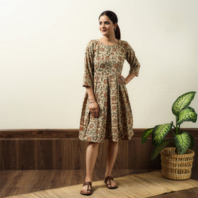 Buy Kalamkari Block Printed Cotton Flared Gher Short Dress 08 Online at iTokri.com