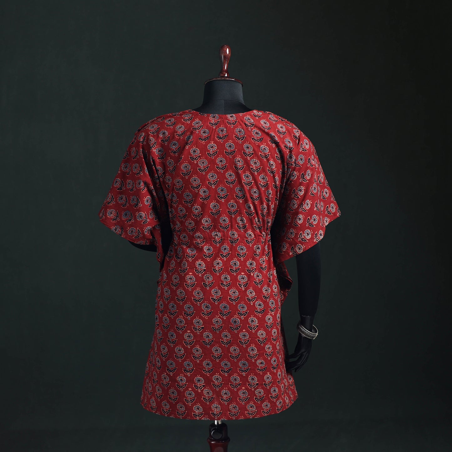 Ajrakh Hand Block Print Natural Dyed Cotton Kaftan (Medium) 72