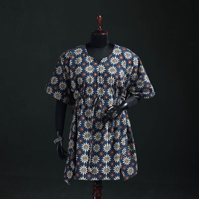 Ajrakh Hand Block Print Natural Dyed Cotton Kaftan (Medium) 73