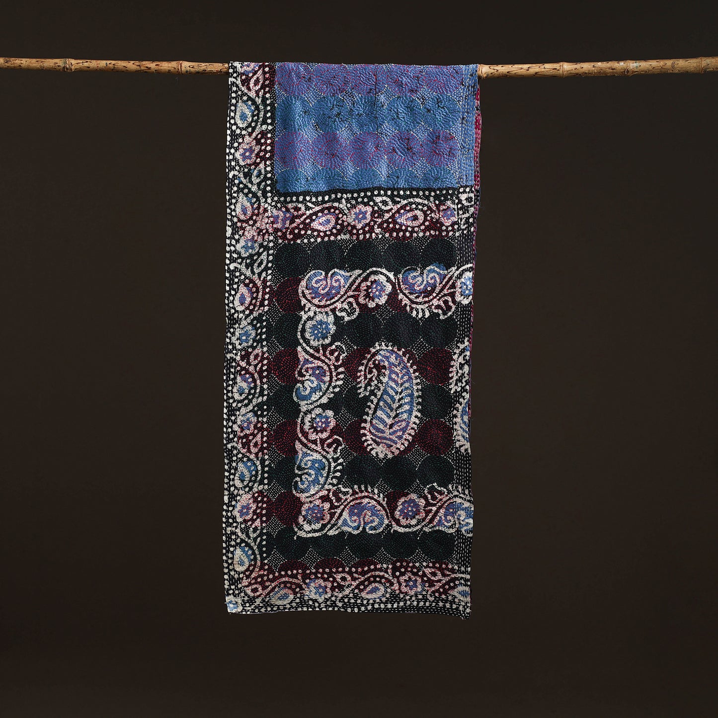 Reversible Silk Bengal Hand Kantha Stitch Stole 188