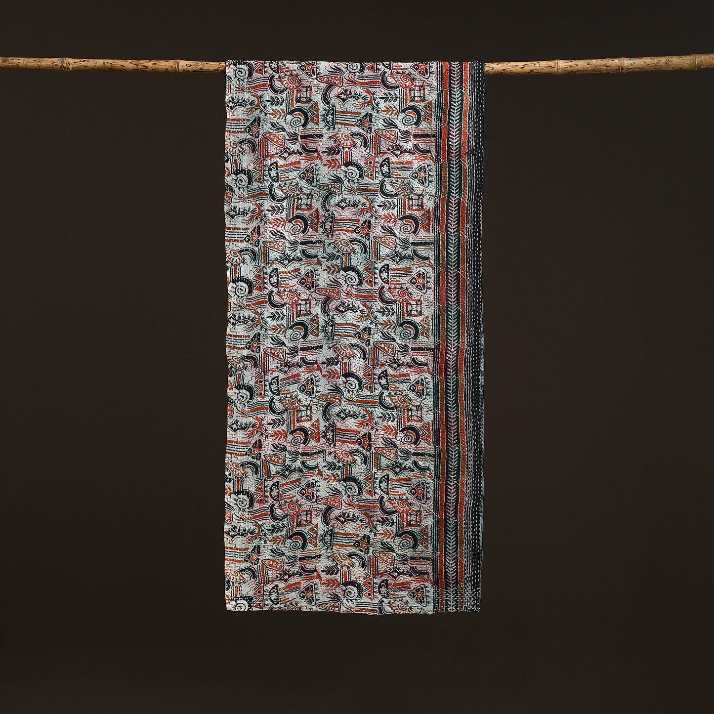 Reversible Silk Bengal Hand Kantha Stitch Stole 187