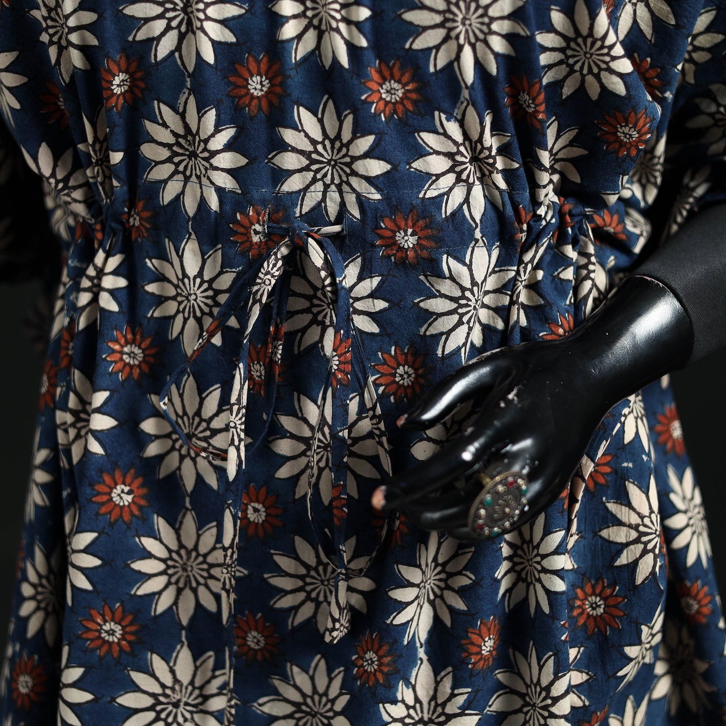 Ajrakh Hand Block Print Natural Dyed Cotton Kaftan (Medium) 73