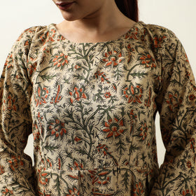 Buy Kalamkari Block Printed Cotton Flared Gher Short Dress 08 Online at iTokri.com