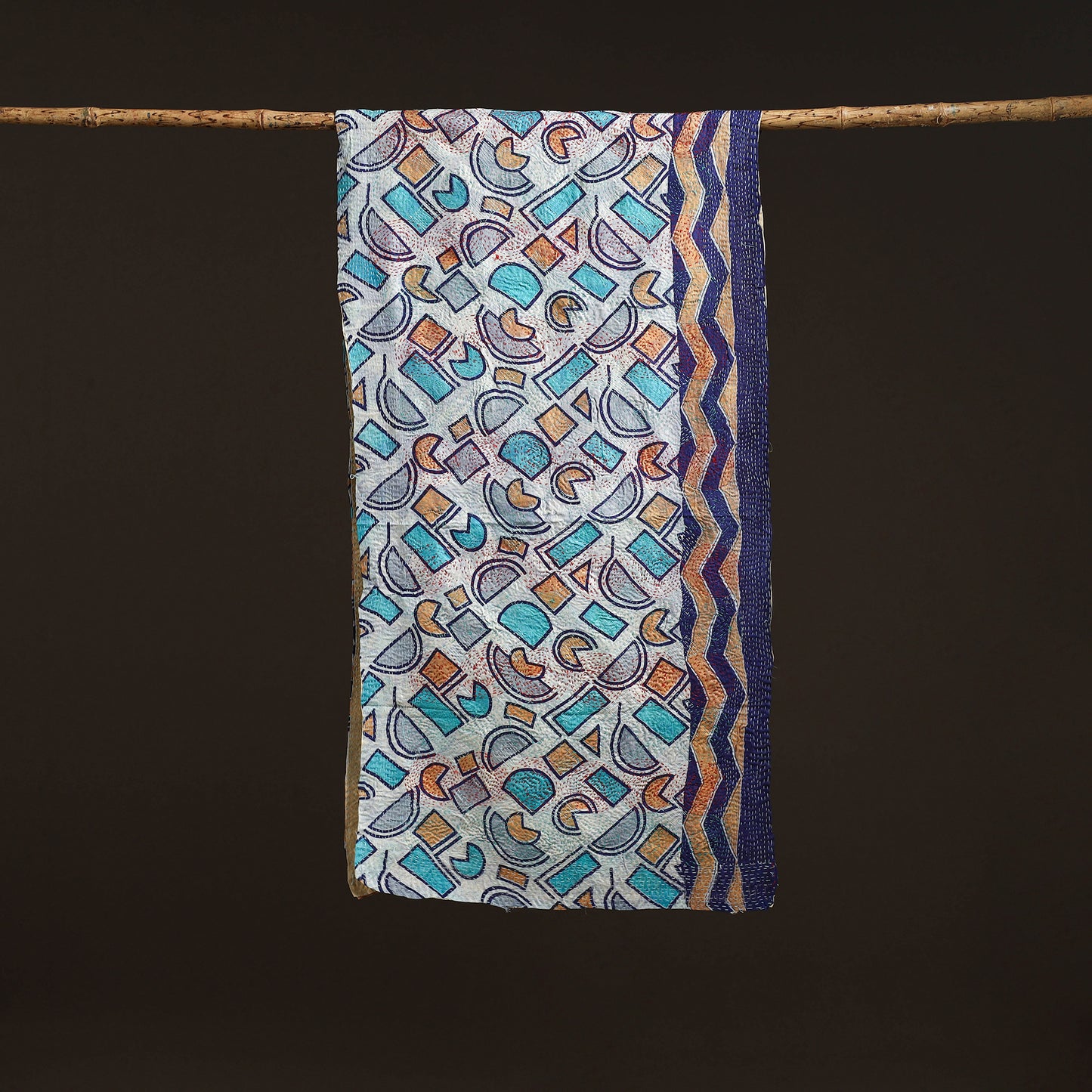 Reversible Silk Bengal Hand Kantha Stitch Stole 186