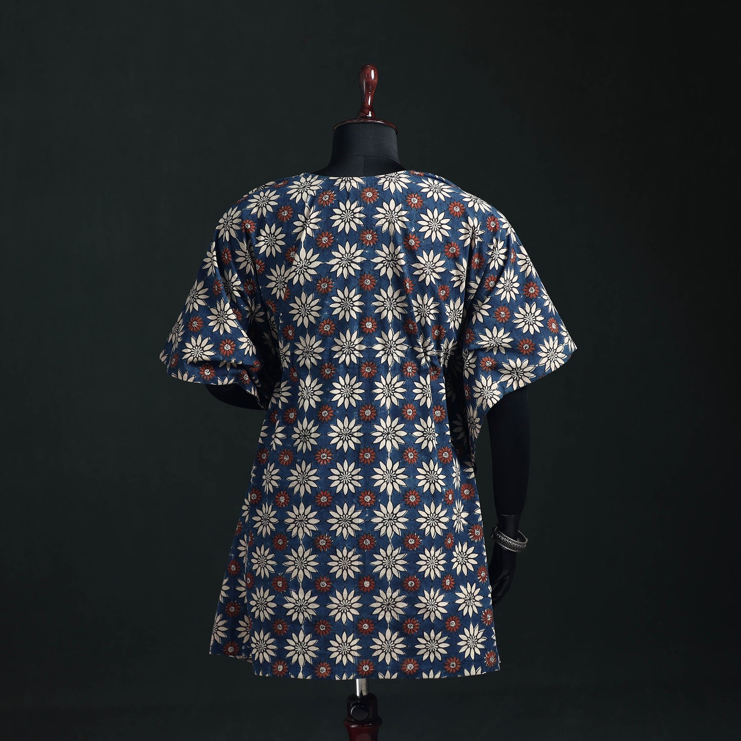Ajrakh Hand Block Print Natural Dyed Cotton Kaftan (Medium) 73