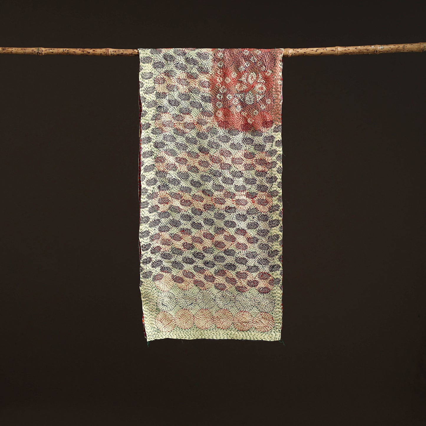 Reversible Silk Bengal Hand Kantha Stitch Stole 184