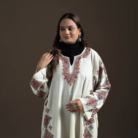 Kashmiri Heavy Sozni Hand Embroidered Handwoven Merino Wool Pheran 26