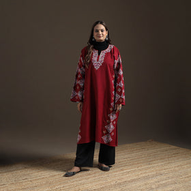 Kashmiri Heavy Sozni Hand Embroidered Handwoven Merino Wool Pheran 27