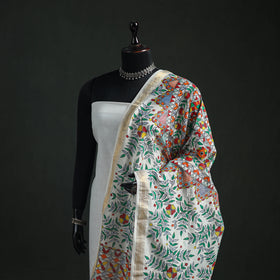 Handloom Chanderi Silk Handpainted Madhubani Dupatta with Zari Border 58