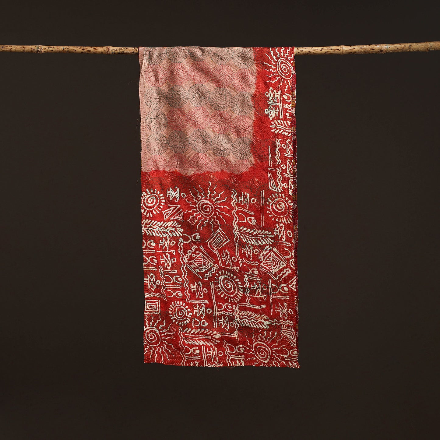 Reversible Silk Bengal Hand Kantha Stitch Stole 179