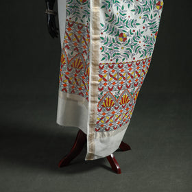 Handloom Chanderi Silk Handpainted Madhubani Dupatta with Zari Border 58