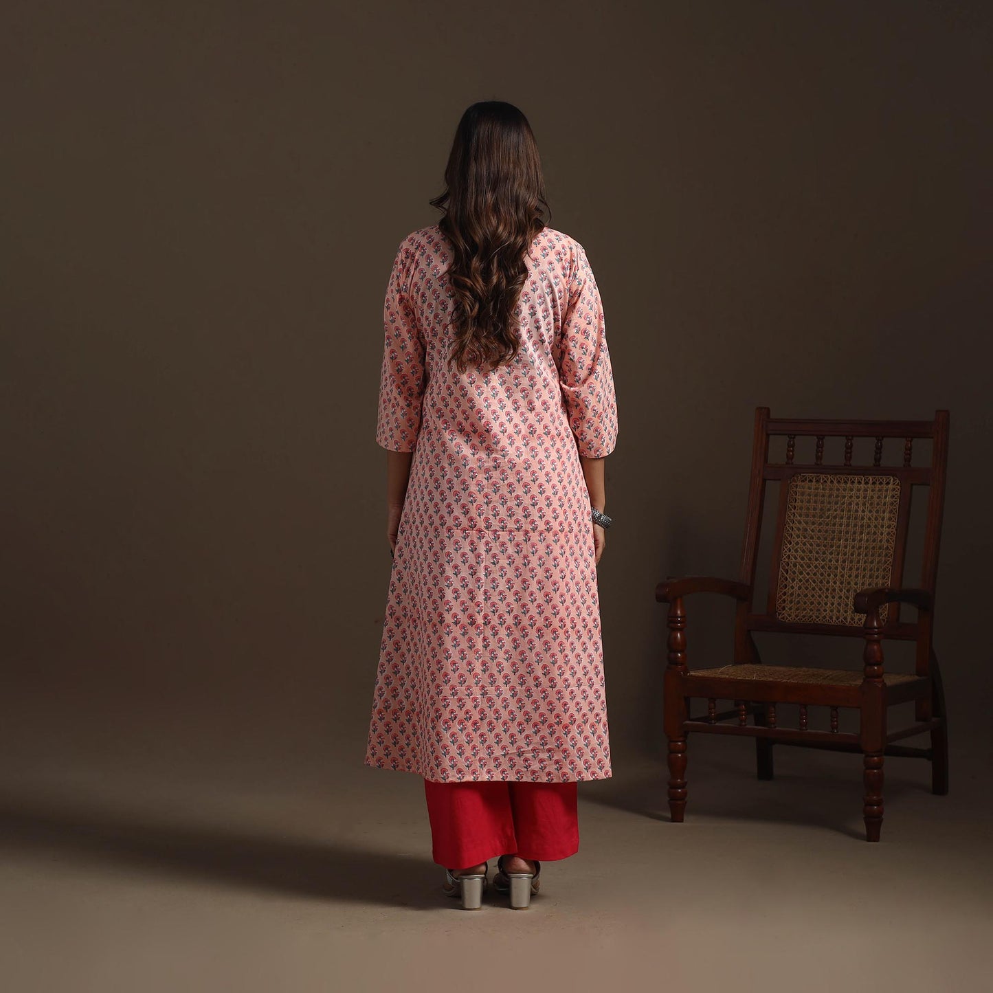 Hand Block Print Cotton A-Line Sanganeri Kurta for women 04