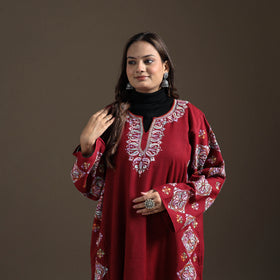 Kashmiri Heavy Sozni Hand Embroidered Handwoven Merino Wool Pheran 27