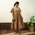 Buy Kalamkari Block Printed Cotton Flared Gher Dress 06 Online at iTokri.com