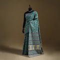 Green - Gamthi Hand Block Print Pure Mul Cotton Saree with Blouse Piece 02