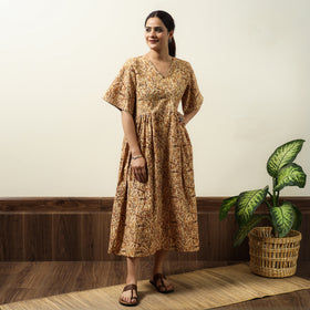 Buy Kalamkari Block Printed Cotton Flared Gher Dress 06 Online at iTokri.com