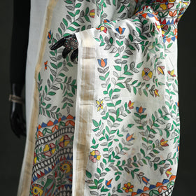Handloom Chanderi Silk Handpainted Madhubani Dupatta with Zari Border 59