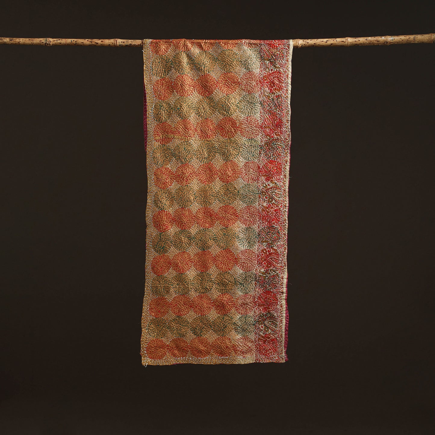 Reversible Silk Bengal Hand Kantha Stitch Stole 175