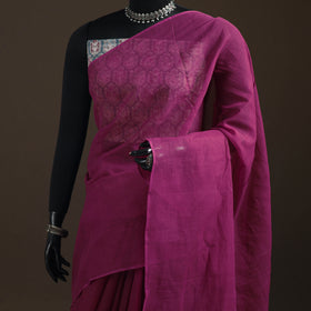 Nazaakat Kota Doria Cotton Plain Saree with Blouse Piece & Earrings 25